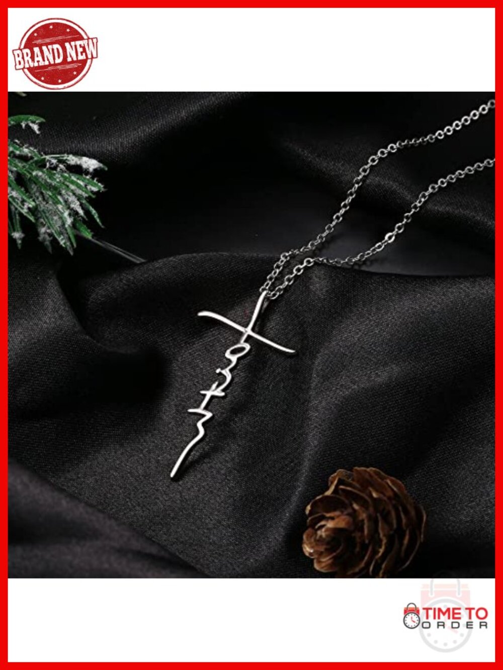 925 Sterling Silver Cross Pendant Necklace 18K White Gold Plated Faith Necklace - Picture 3 of 6